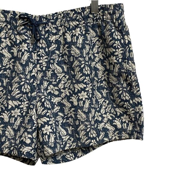 Club Monaco Swim Trunks Men's Size M Floral Print Blue White Beige Elastic Waist - Picture 3 of 15